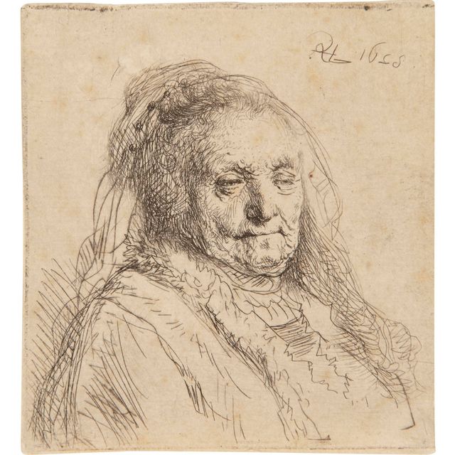Rembrandt van Rijn — Мать художника, голова и бюст: три четверти справа (Б., Зал. 354; ч. 1)