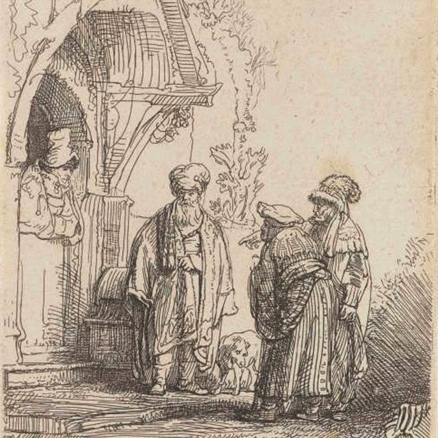 Rembrandt van Rijn — Три восточные фигуры (Иаков и Лаван?)