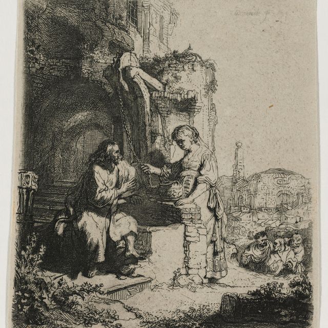 Rembrandt van Rijn — Христос и женщина из Самарии среди руин