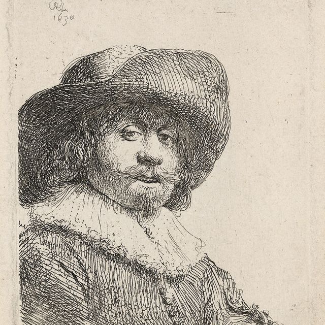 Rembrandt van Rijn — Мужчина в широкополой шляпе (Б., Зал. 311; Н. 158)