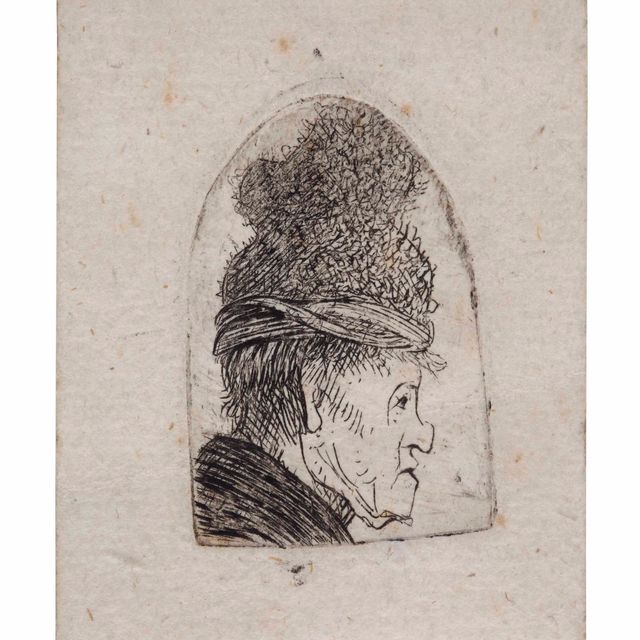 Rembrandt van Rijn — Гротескный профиль: Мужчина в высокой кепке