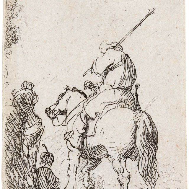Rembrandt van Rijn — Солдат в тюрбане верхом на лошади