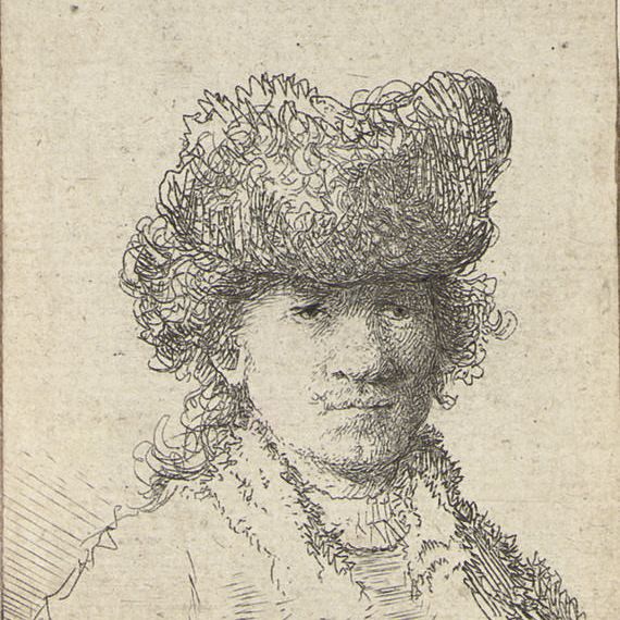 Rembrandt van Rijn — Автопортрет в меховой шапке: бюст (В., Зал. 24; Н. 29)