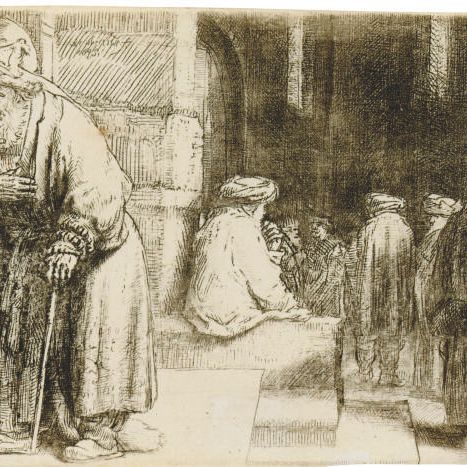 Rembrandt van Rijn — Евреи в синагоге (Б., Зал. 126; Ч. 234)
