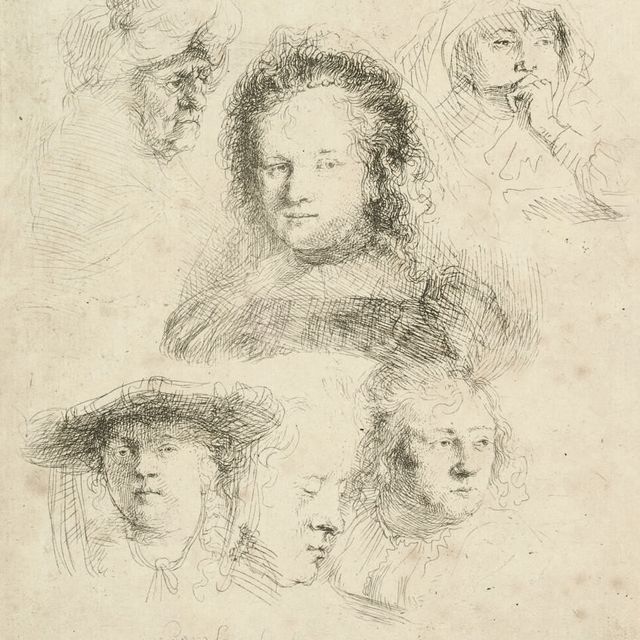 Rembrandt van Rijn — Исследования головы Саскии и других (Б., стр. 365; Н. 145)