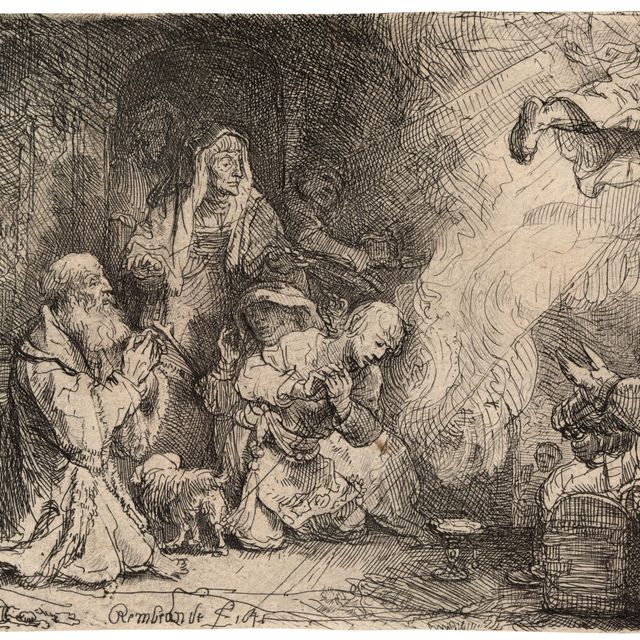 Rembrandt van Rijn — Ангел, покидающий семью Товии