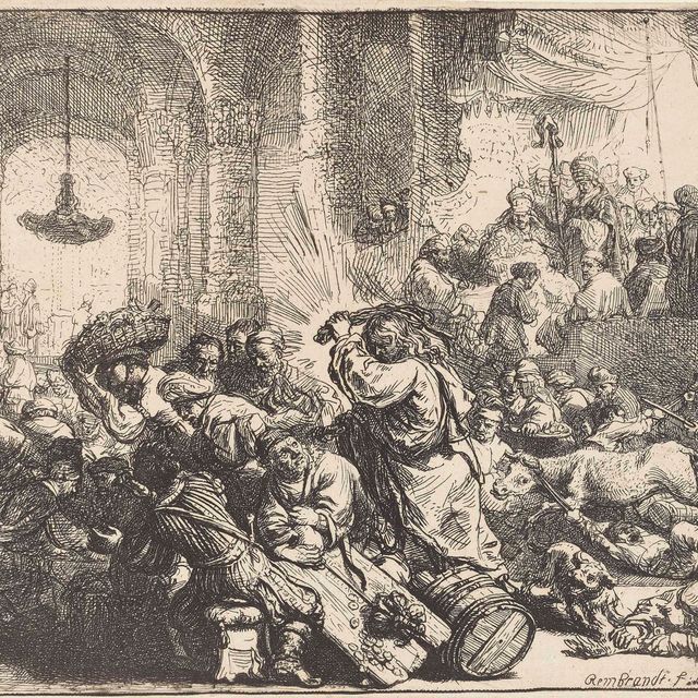 Rembrandt van Rijn — Христос изгоняет менял из храма (Барч, Холстейн, 69; Хинд, 126; Нью-Холстейн, 139)