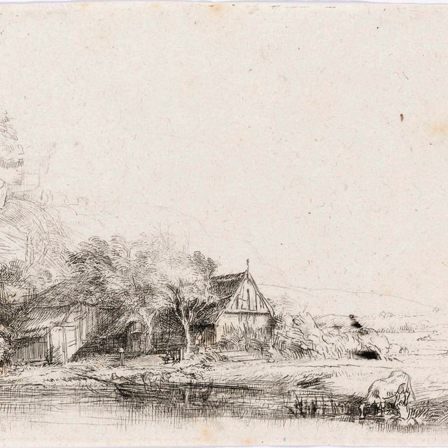 Rembrandt van Rijn — Пейзаж с коровой (Барч, Холштайн 237; Хинд 240; Нью-Холштайн 251)