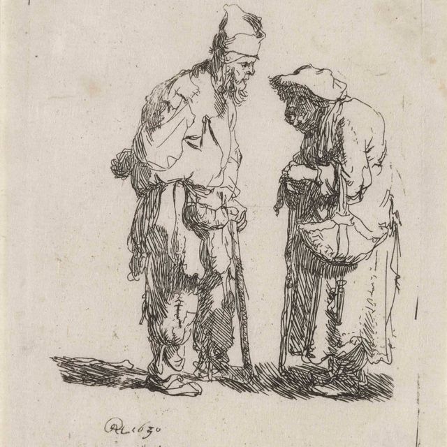 Rembrandt van Rijn — Беседующие нищий мужчина и нищенка