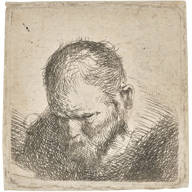 Rembrandt van Rijn — Бородатый старик смотрит вниз