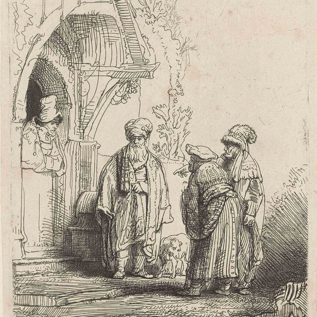 Rembrandt van Rijn — Три восточные фигуры: Иаков и Лаван (Б., гл. 118; Х. 183)