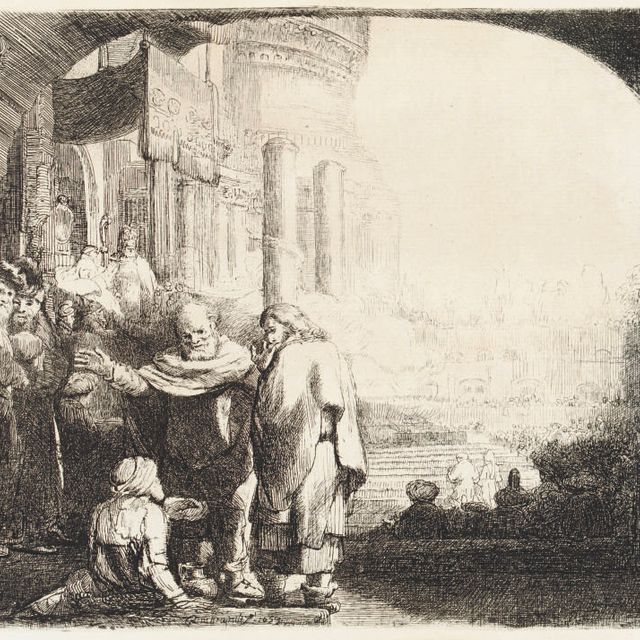 Rembrandt van Rijn — Петр и Иоанн исцеляют калеку у ворот Храма (В., Зал. 94; Н. 301)