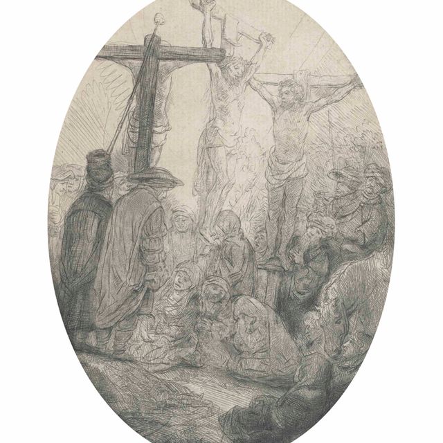 Rembrandt van Rijn — Христос, распятый между Двумя разбойниками: Овальная тарелка