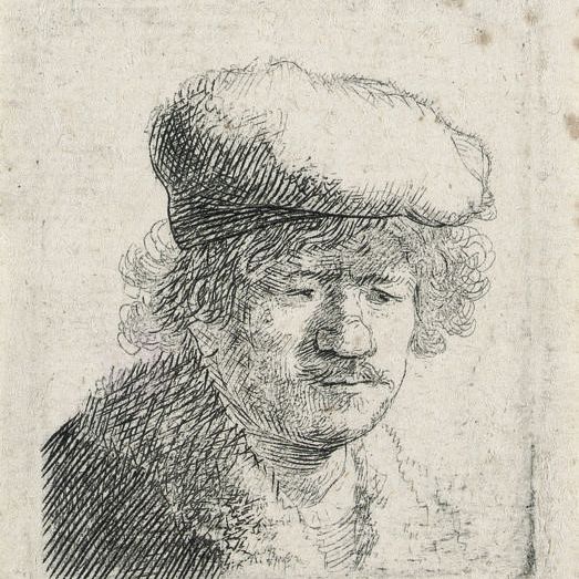 Rembrandt van Rijn — Автопортрет с надвинутой на лоб кепкой (Б., Зал. 319; Н. 58)