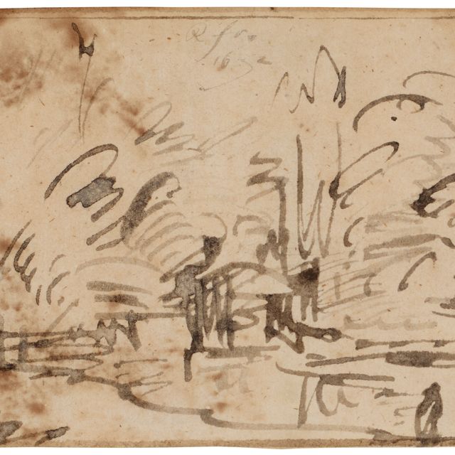 Rembrandt van Rijn — Мост через ручей в лесу