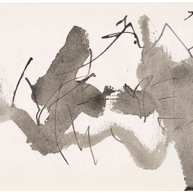 Robert Motherwell — Без названия (Линейный и размытый рисунок)