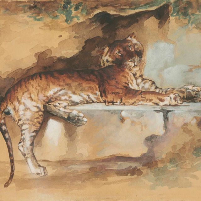 Rosa Bonheur — Тигр, отдыхающий на уступе