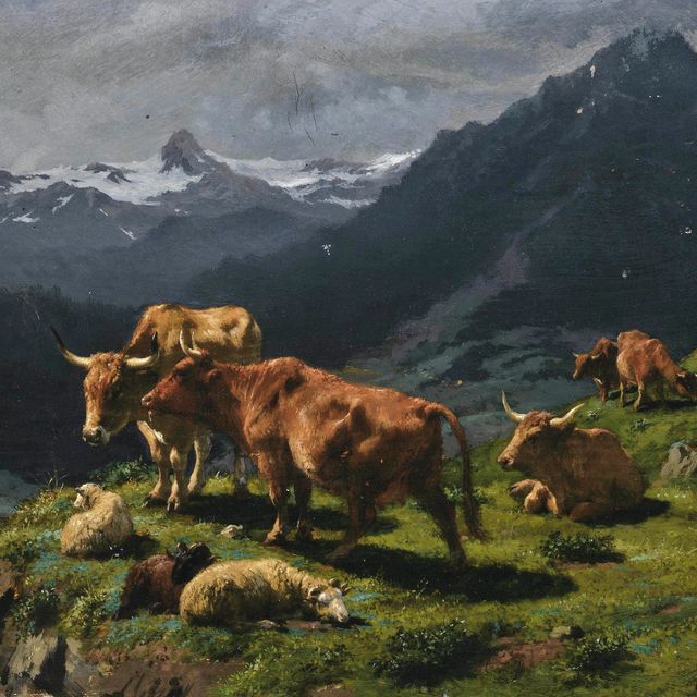 Rosa Bonheur — Крупный рогатый скот и овцы в альпийском пейзаже