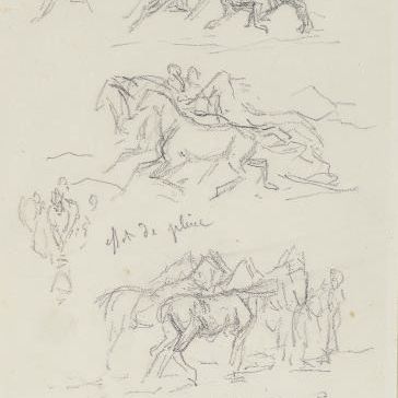 Rosa Bonheur — Два листа с рисунками лошадей и овец (спереди и сзади)