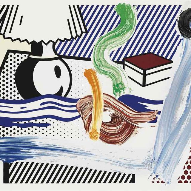 Roy Lichtenstein — Натюрморт с лампой, выполненный кистью
