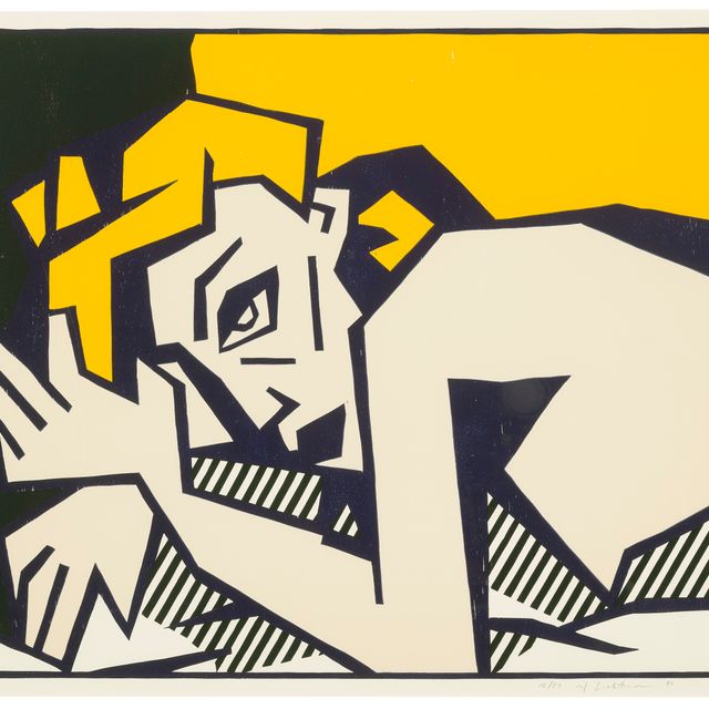 Roy Lichtenstein — Лежащая обнаженная натура из серии экспрессионистских гравюр на дереве
