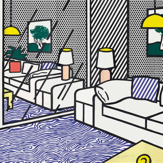 Roy Lichtenstein — Обои с голубым напольным покрытием в интерьере (C. 260)