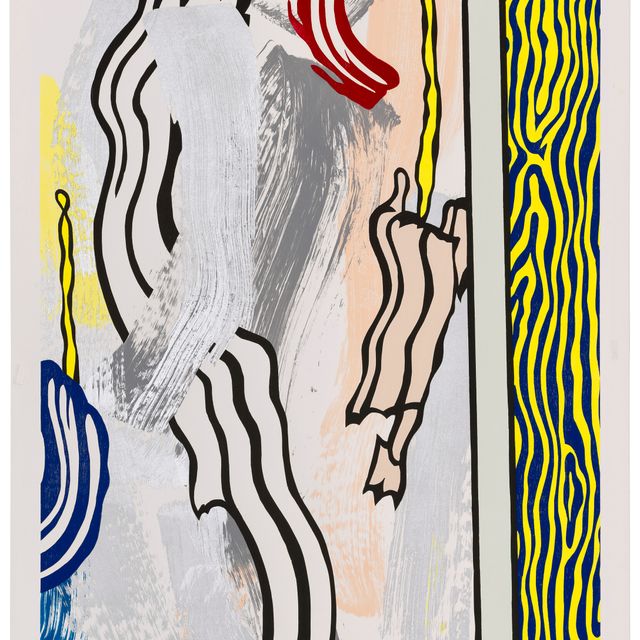 Roy Lichtenstein — Картина на синей и желтой стене