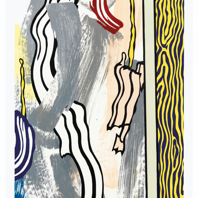 Roy Lichtenstein — Картина на синей и желтой стене
