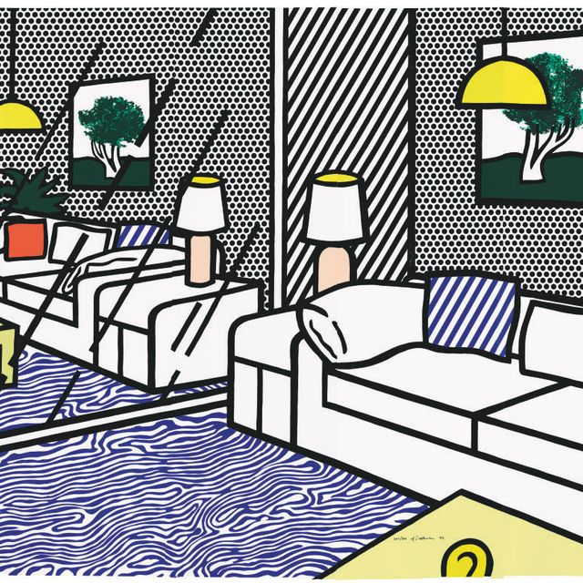 Roy Lichtenstein — Обои с голубым напольным покрытием в интерьере (C. 260)