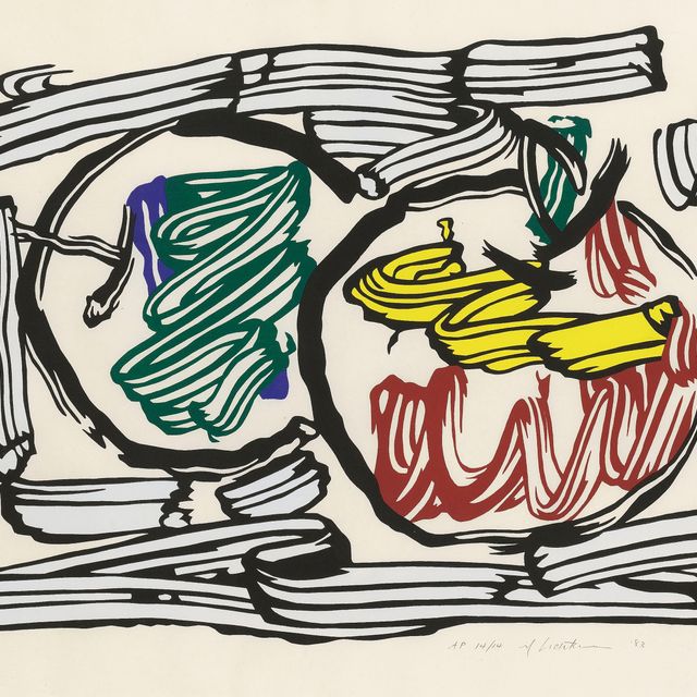 Roy Lichtenstein — Два яблока, из серии гравюр на дереве "Семь яблок".