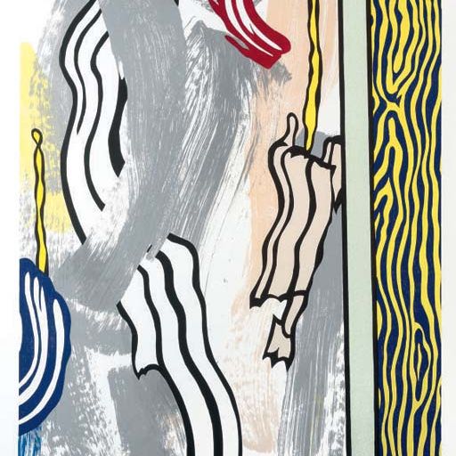 Roy Lichtenstein — Роспись на голубой и желтой стене, из картин (C. 208)