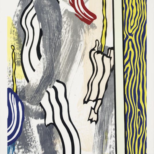 Roy Lichtenstein — Роспись на голубой и желтой стене, из картин (C. 208)