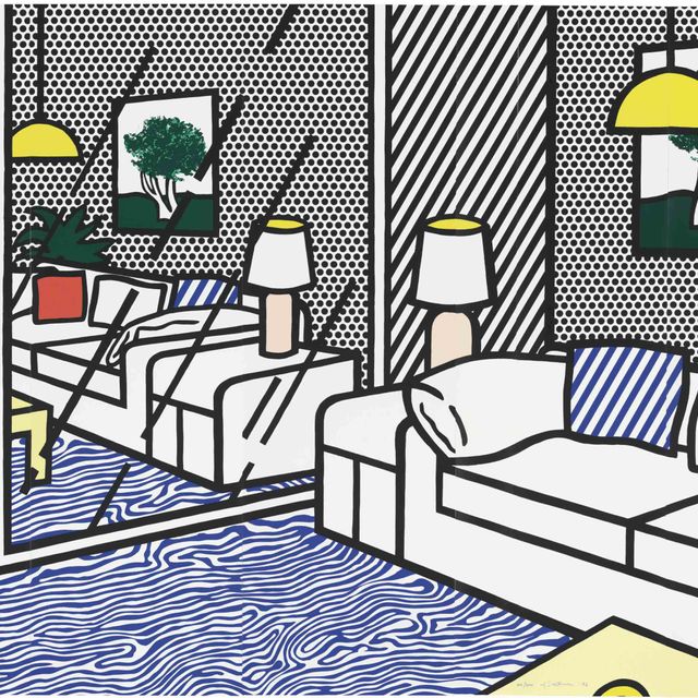 Roy Lichtenstein — Обои с голубым напольным покрытием в интерьере (C. 260)