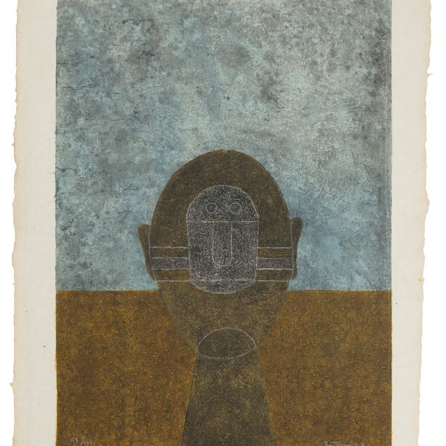Rufino Tamayo — Кабеза собре фондо азул (голова на синем фоне)