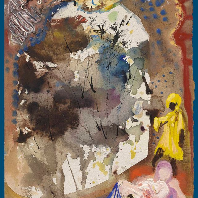 Salvador Dalí — Окно в веранду, окруженное черными дырами и двумя фигурами