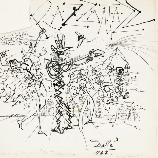 Salvador Dalí — Razzmatazz и длинная рука Билли Роуза (иллюстрация к фильму Билли Роуза "Вино, женщины и слова", 1947)