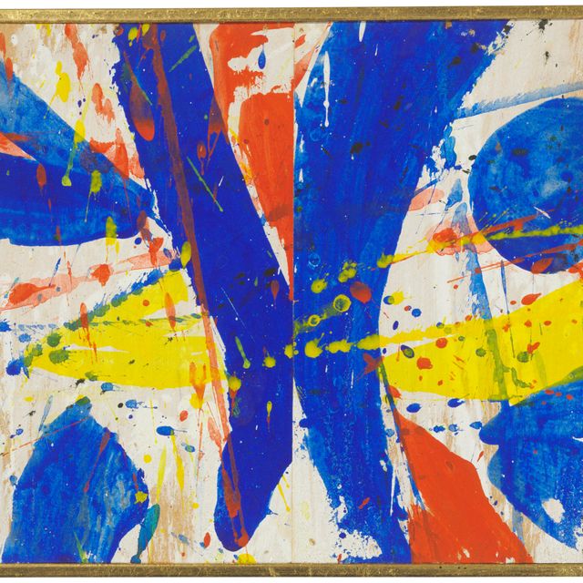 Sam Francis — Композиция, желтая, синяя, черная и белая