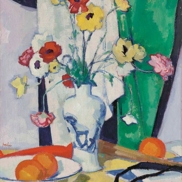 Samuel John Peploe — Натюрморт с летними цветами в китайской бело-голубой вазе