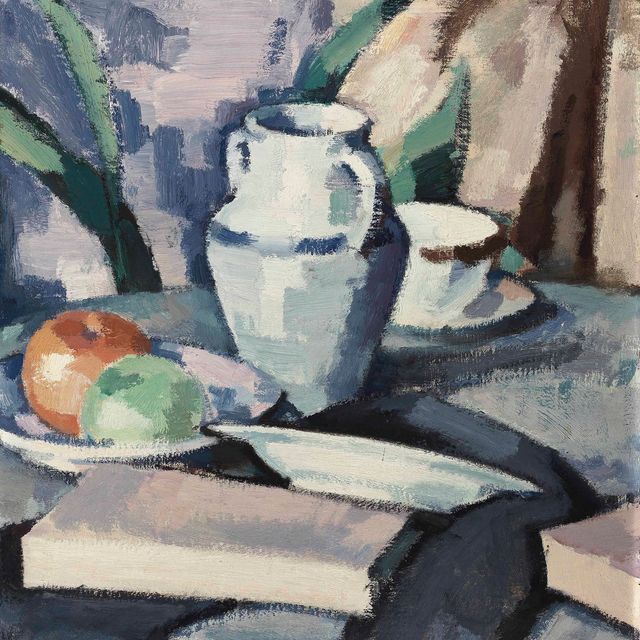 Samuel John Peploe — Натюрморт с вазой и книгами