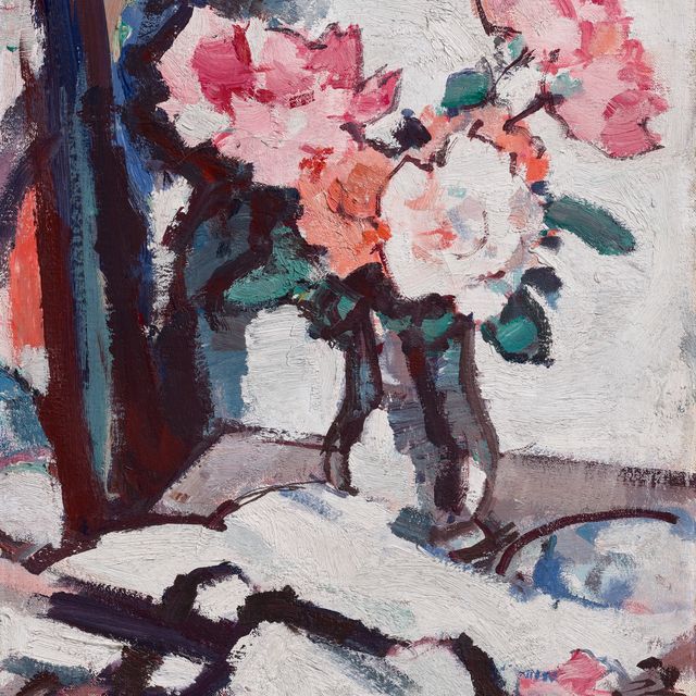 Samuel John Peploe — Розовые розы в стеклянной вазе