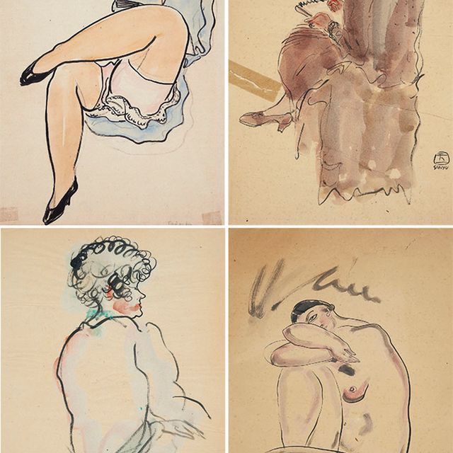Sanyu — Пишущая; Поднимающая ногу; Дама с завитыми волосами; Отдыхающая обнаженной