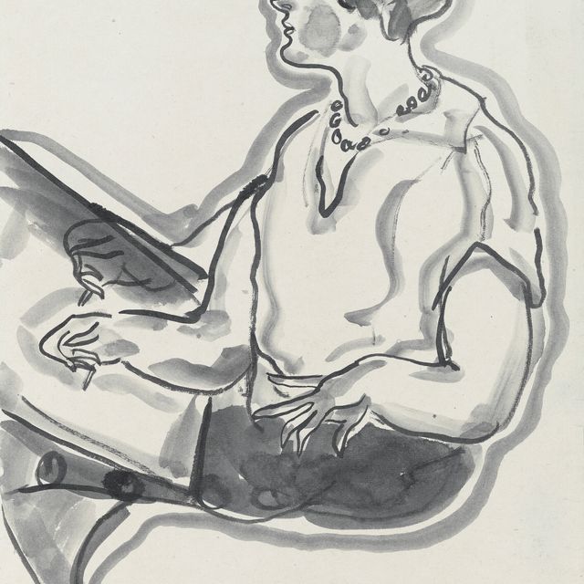 Sanyu — Женщина рисует эскизы