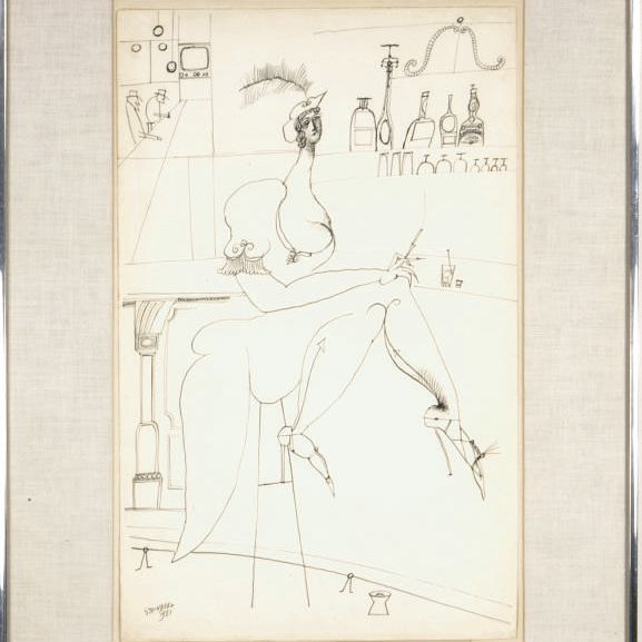 Saul Steinberg — В баре ( справа ); Без названия ( сзади )