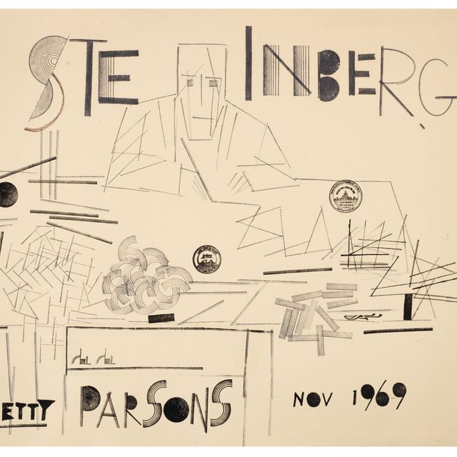 Saul Steinberg — Неиспользованный дизайн плаката для выставки Стейнберга 1969 года в галерее Бетти Парсонс