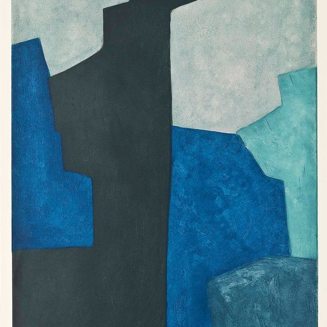 Serge Poliakoff — Композиция в черном, синем и лиловом цветах