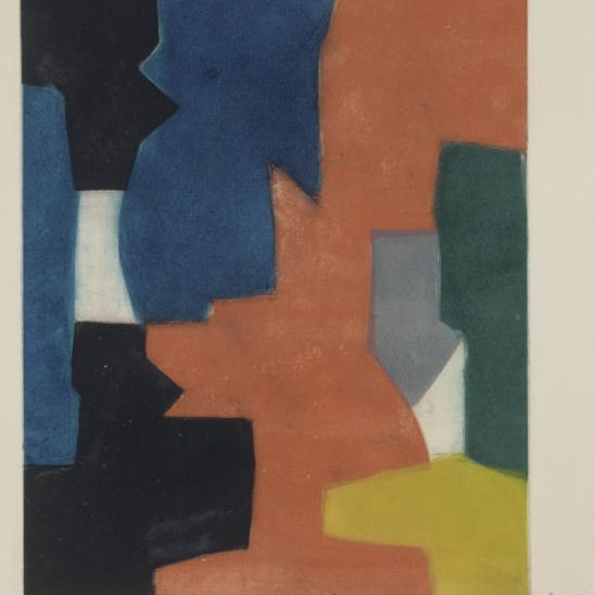 Serge Poliakoff — Композиция: синий, румяный, зеленый и черный (Ривьер III)