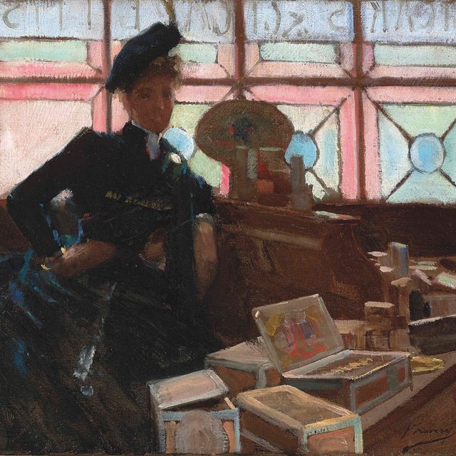 Sir John Lavery — Продавец сигар на выставке в Глазго