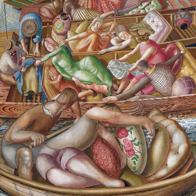 Sir Stanley Spencer — Проповедь Христа на Кукхэмской регате: Разговор между плоскодонками