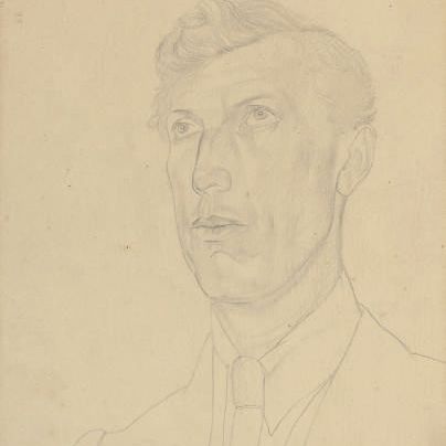 Sir Stanley Spencer — Мужчина с челкой ( прямая линия ) и фигурными этюдами ( оборотная сторона )