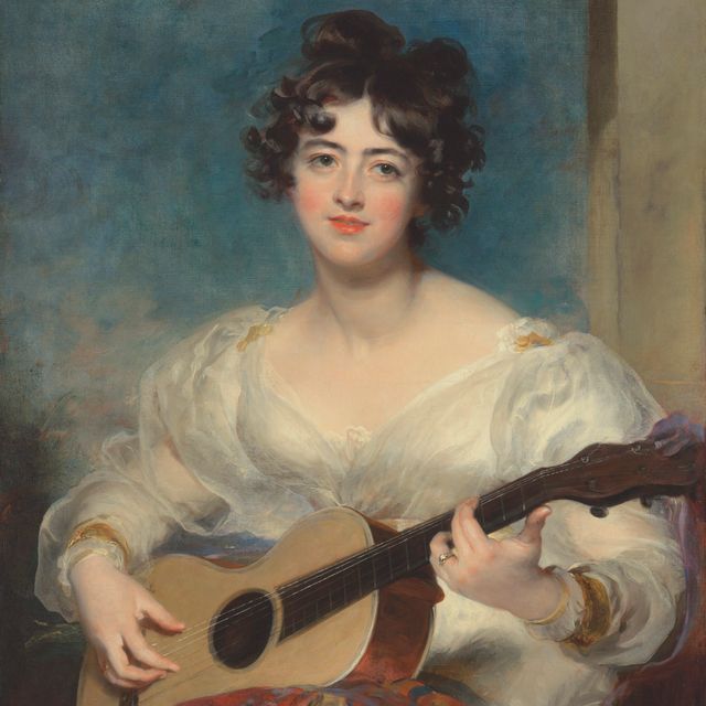 Sir Thomas Lawrence — Портрет Элизабет Блейк, леди Уоллскорт (1805-1877), в три четверти, играющей на гитаре